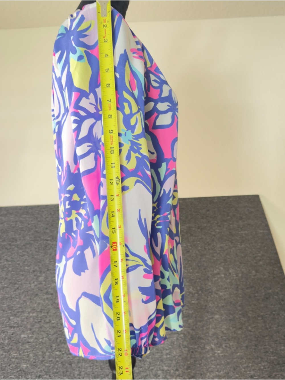 Lilly Pulitzer Elsa Silk Top with Tropical Print in Pink, Purple & Yellow - Picture 12 of 12